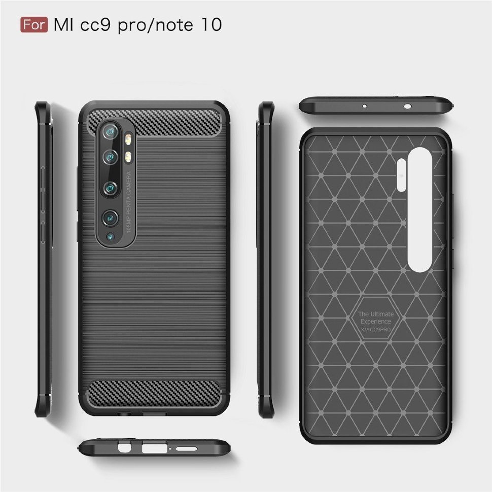 Чехол Carbon Fibre для Xiaomi Mi Note 10, Mi Note 10 Pro, Mi CC9 Pro (черный)